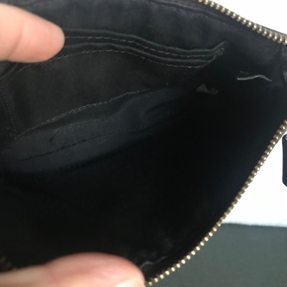 Coach Corner Zip Wristlet in Signature Coated Canvas Leather Stripe Brown/Black - Picture 13 of 16